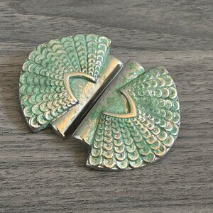 1980’s Vintage Oversized Scalloped Fan Clip-on Grandmacore Earrings Retro